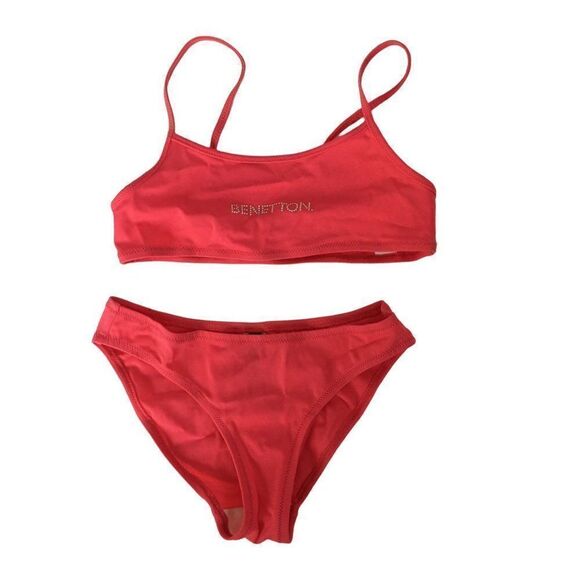 Benetton bright coral young girls bathing suit - Picture 1 of 7